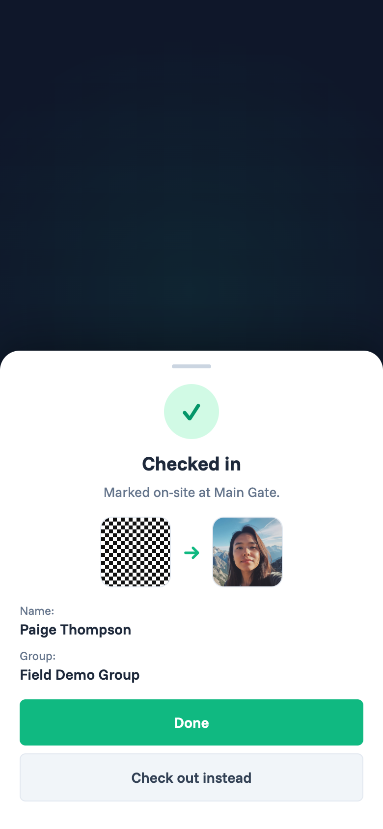 Successful station check-in result