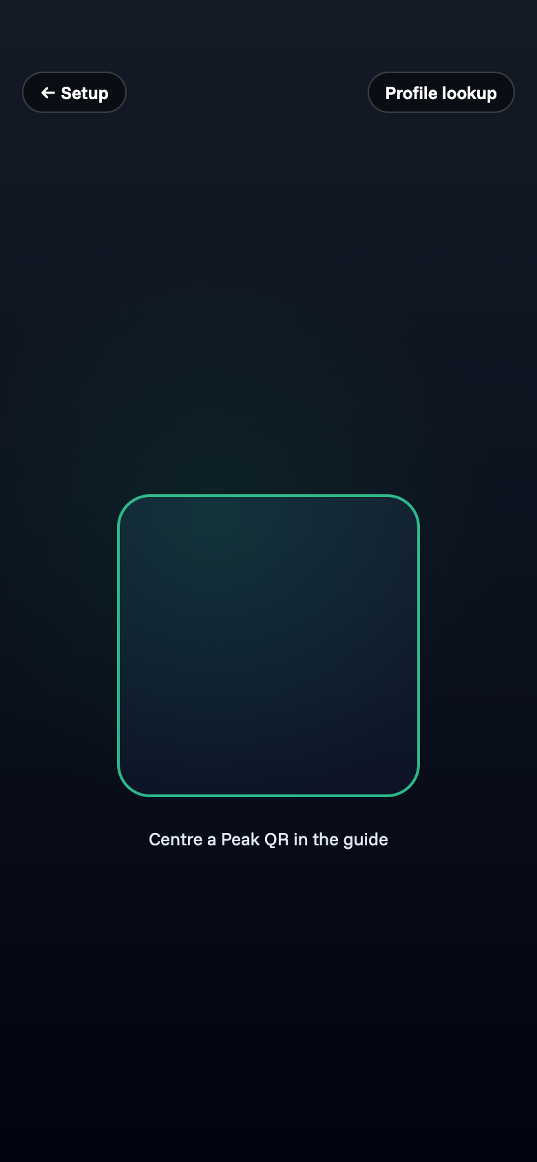 Profile lookup camera with Peak QR guide